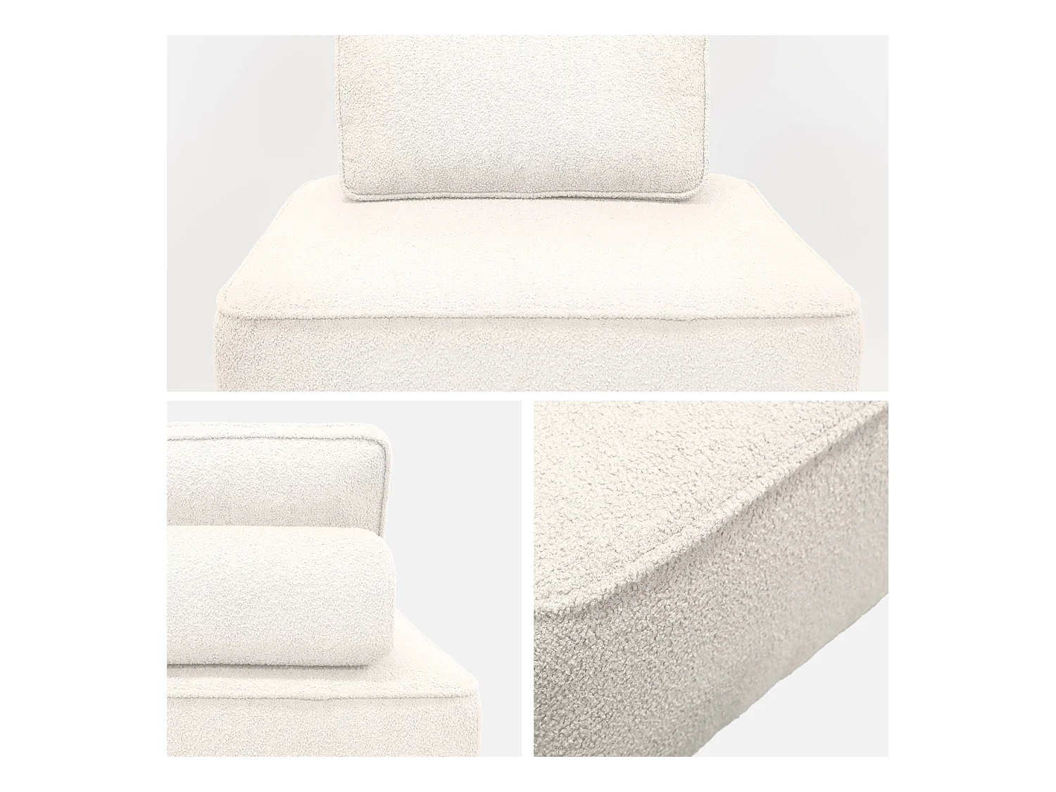 Sofá modular en tejido borreguito, 3 plazas crema