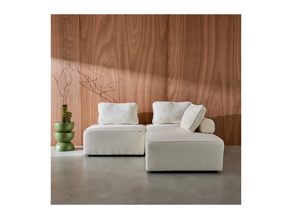 Sofá modular en tejido borreguito, 3 plazas crema