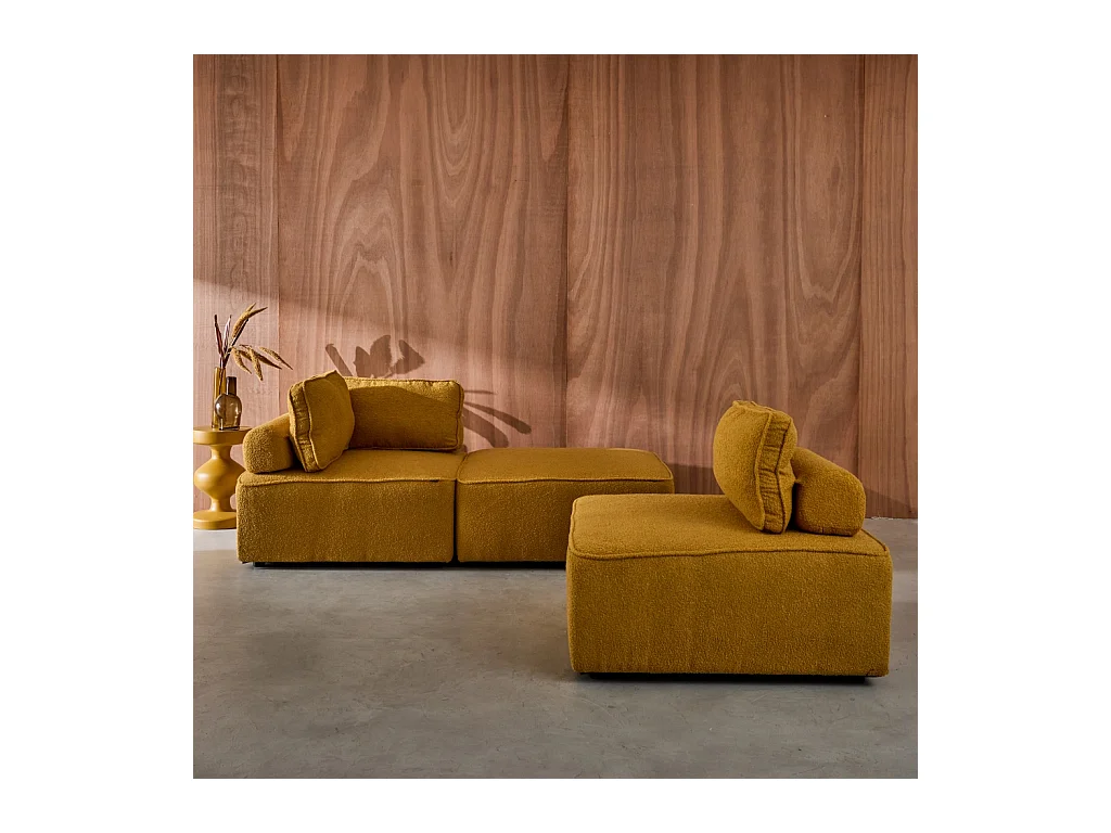Divano modulare in bouclé, 3 posti, mostarda