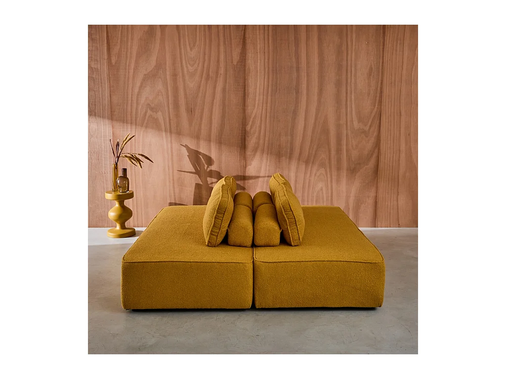 Divano modulare in bouclé, 4 posti, mostarda