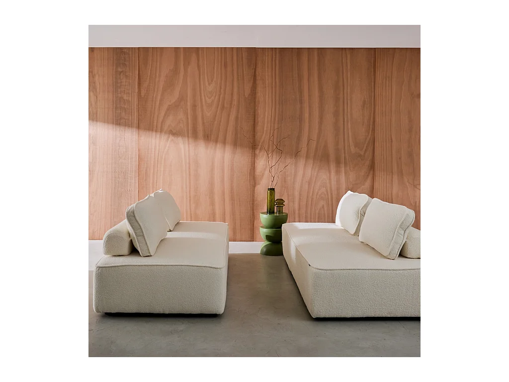 Divano modulare in bouclé, 4 posti, crema