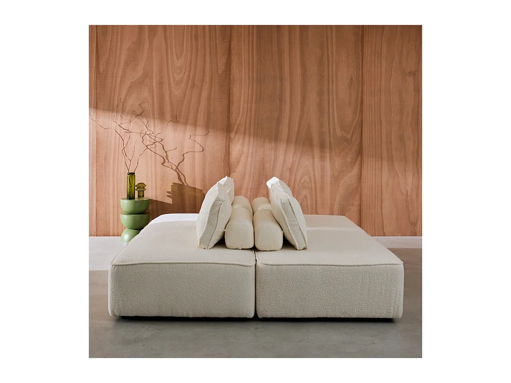 Divano modulare in bouclé, 4 posti, crema