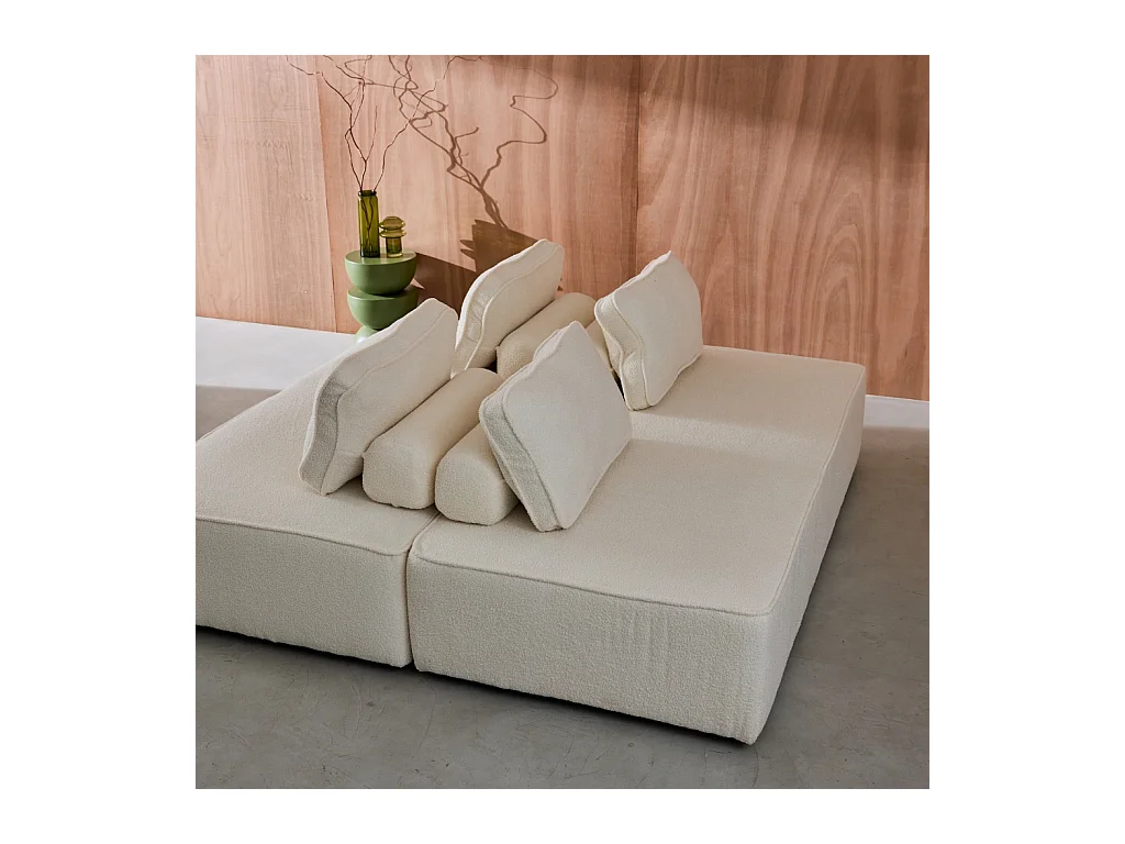 Divano modulare in bouclé, 4 posti, crema