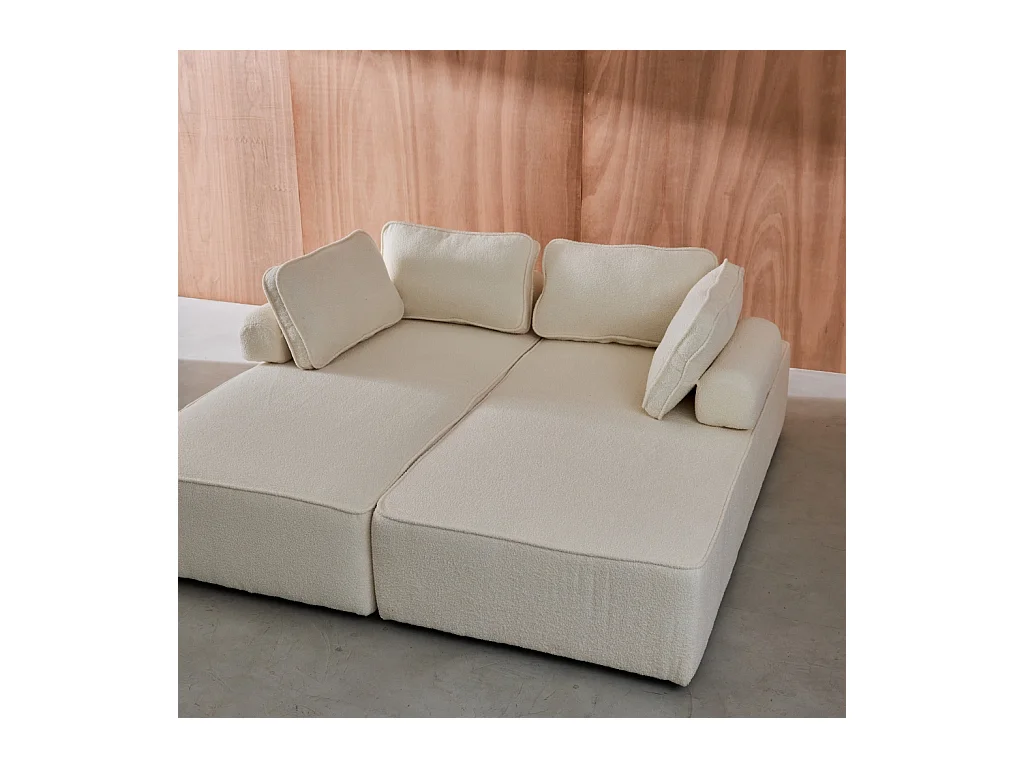 Divano modulare in bouclé, 4 posti, crema