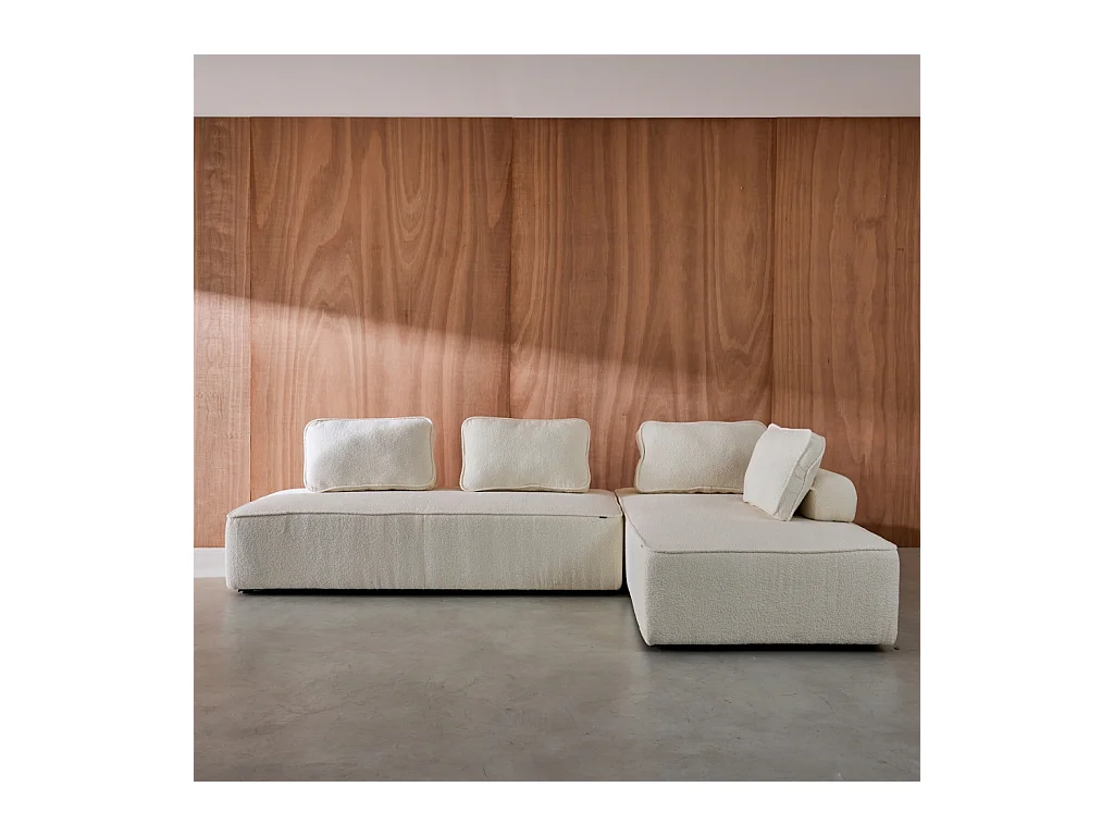 Divano modulare in bouclé, 4 posti, crema