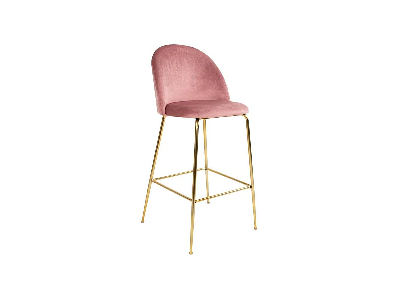 Chaise de bar rose en velours à dossier rond (lot de 2) MONTREUX