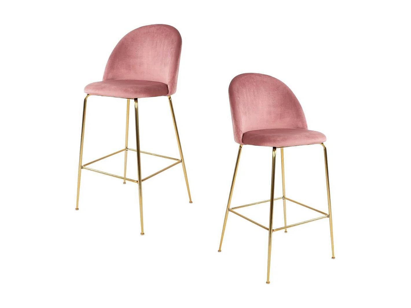 Chaise de bar rose en velours à dossier rond (lot de 2) MONTREUX