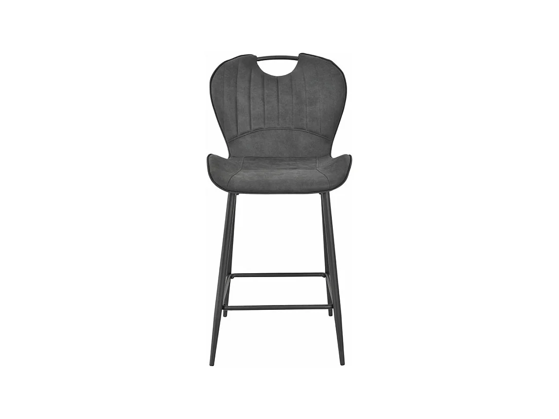 Lot 2 chaises bar microfibre noir effet vieilli pieds métal – WILLY 2