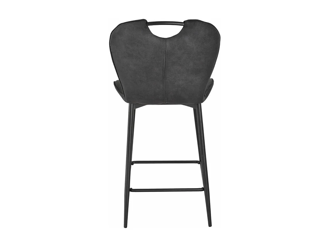 Lot 2 chaises bar microfibre noir effet vieilli pieds métal – WILLY 2