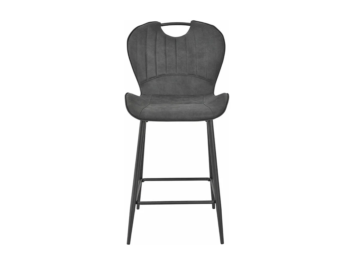 Lot 2 chaises bar microfibre noir effet vieilli pieds métal – WILLY 2