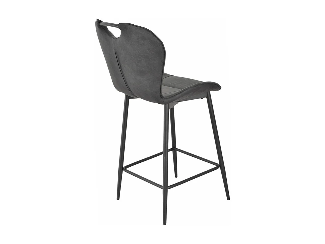 Lot 2 chaises bar microfibre noir effet vieilli pieds métal – WILLY 2