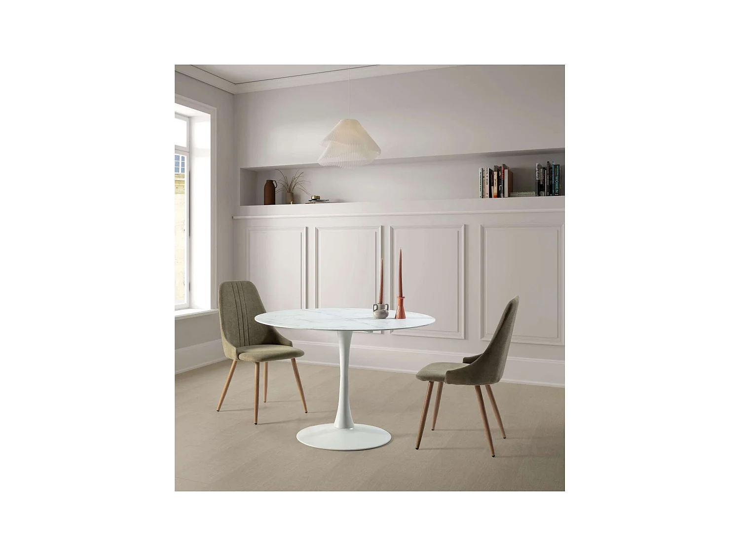 Pack de 4 sillas para cocina o comedor Diego tapizado textil verde, 91cm(alto) 50cm(ancho)