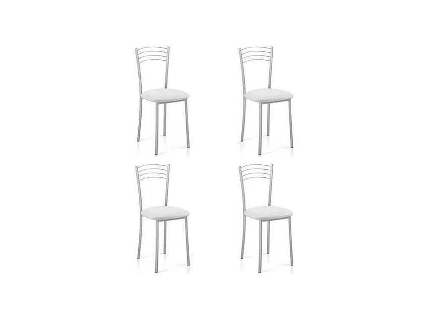 Pack de 4 sillas Md-Gabia tapizadas en tejido PU blanco, 89cm(alto) 40cm(ancho) 45cm(largo