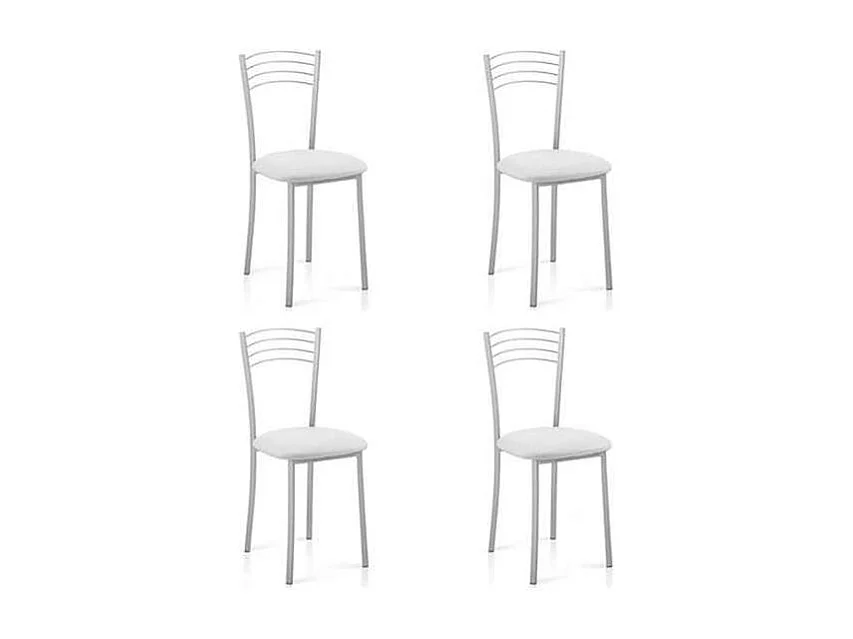 Pack de 4 sillas Md-Gabia tapizadas en tejido PU blanco, 89cm(alto) 40cm(ancho) 45cm(largo