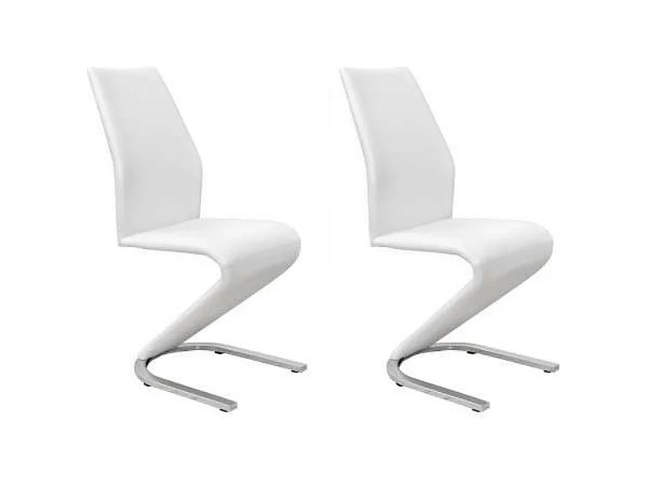 Pack de 2 sillas Unique tapizadas en tejido PU blanco, 100cm(alto) 43cm(ancho) 62cm(largo)