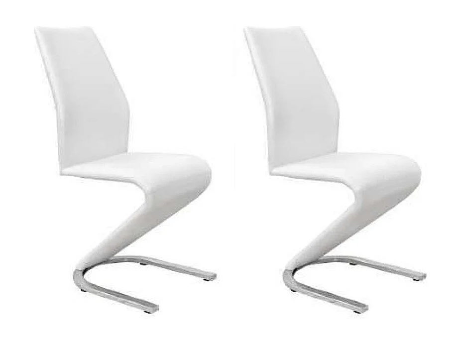 Pack de 2 sillas Unique tapizadas en tejido PU blanco, 100cm(alto) 43cm(ancho) 62cm(largo)
