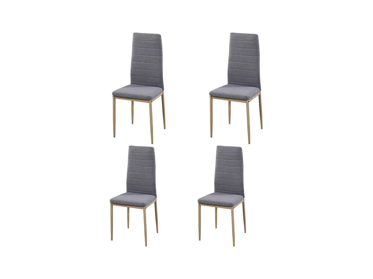 Pack de 4 sillas Md-Galera tapizadas en tejido PU gris, 93cm(alto) 43cm(ancho) 42.5cm(larg