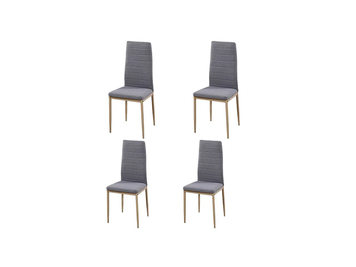 Pack de 4 sillas Md-Galera tapizadas en tejido PU gris, 93cm(alto) 43cm(ancho) 42.5cm(larg