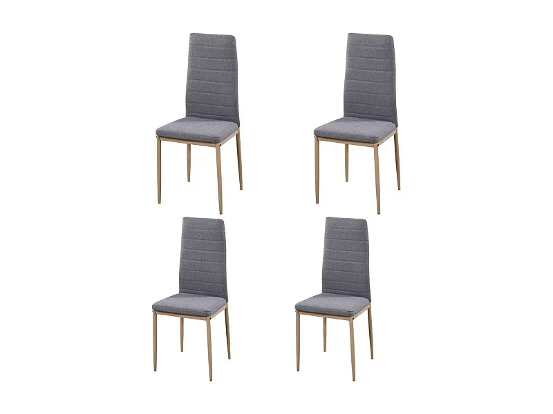 Pack de 4 sillas Md-Galera tapizadas en tejido PU gris, 93cm(alto) 43cm(ancho) 42.5cm(larg