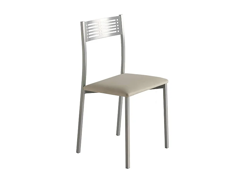 Pack de 4 sillas Laura en polipiel beige, 41 x 47 x 86 cm (largo x ancho x alto)