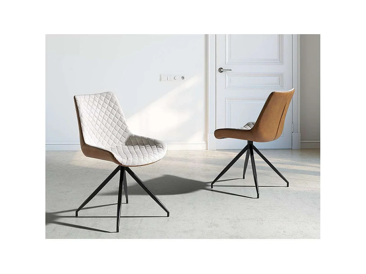 Pack de 2 sillas modelo SABINA acabado beige/marrón, 48 x 62 x 87 cm (largo x ancho x alt