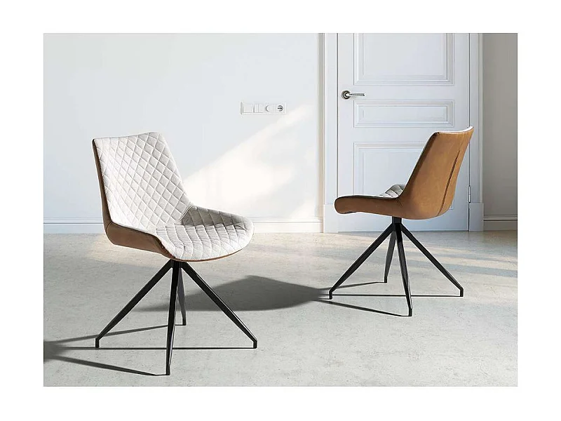 Pack de 2 sillas modelo SABINA acabado beige/marrón, 48 x 62 x 87 cm (largo x ancho x alt