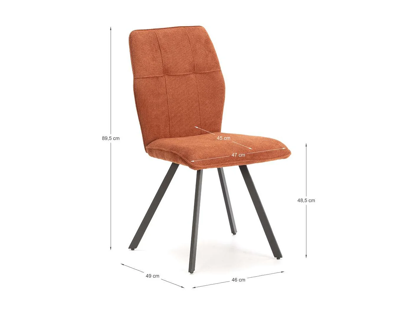 Pack de 4 sillas md-Unai tapizado textil marrón, 89cm(alto) 47cm(ancho) 60cm(largo)