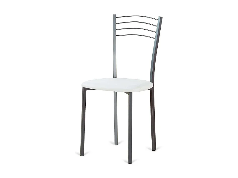 Pack de 4 sillas Cádiz de metal tapizado en blanco. 46 cm(ancho ) 86 cm(altura) 43 cm(fon