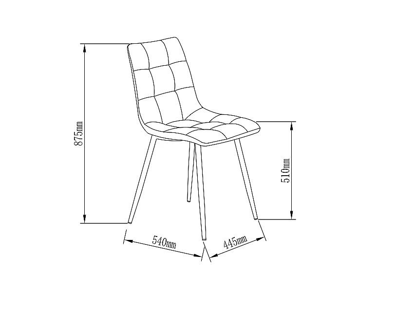 Pack de 4 sillas modelo Ivy tapizadas en microfibra gris pizarra, 51cm(ancho ) 87.5cm(altu