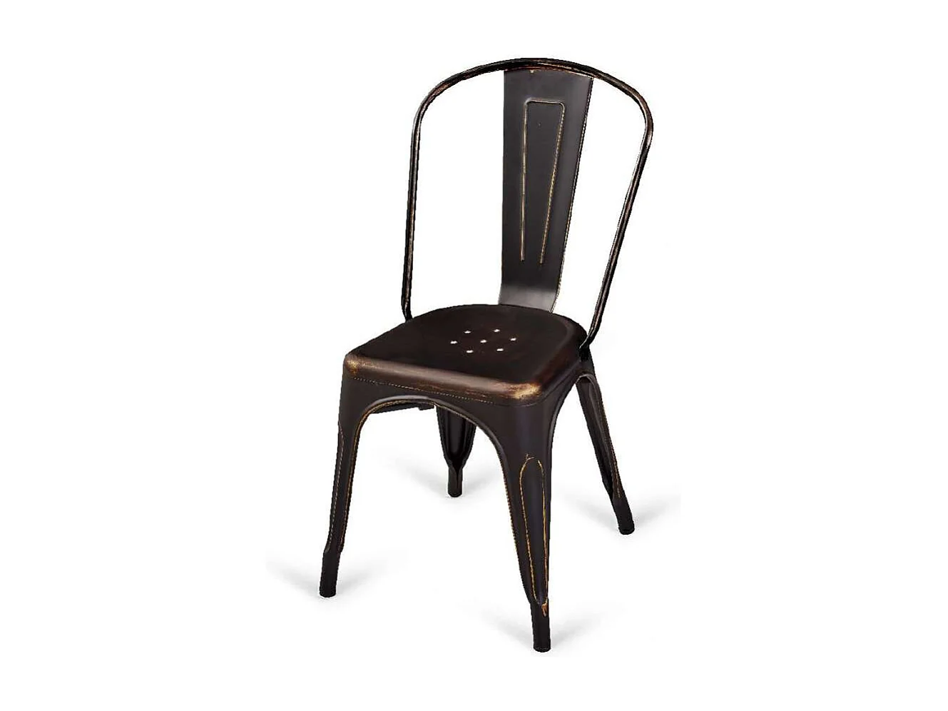 Pack 4 sillas metálicas modelo Tolix Vintage acabado negro envejecido, 35.5 cm(ancho) 84