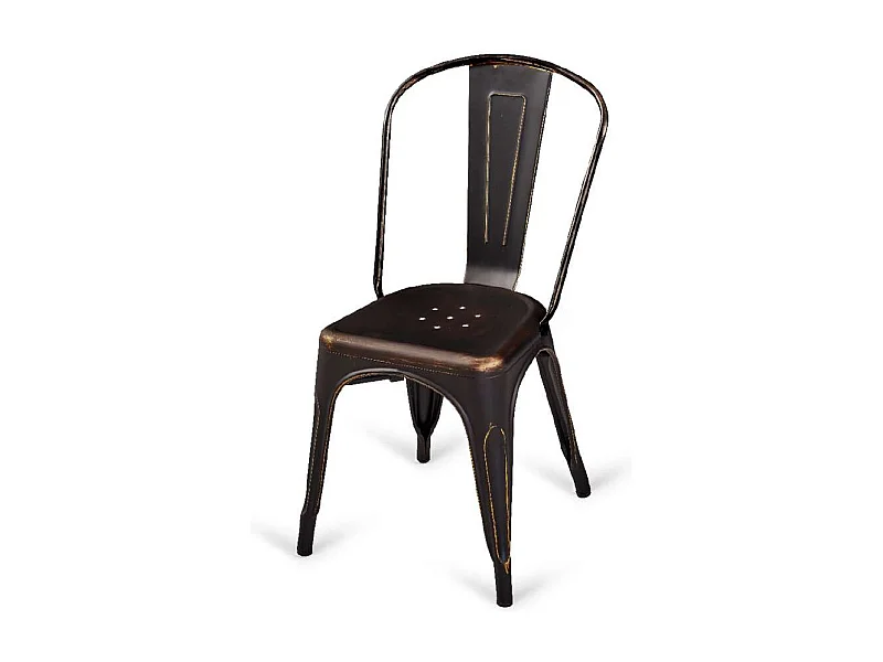 Pack 4 sillas metálicas modelo Tolix Vintage acabado negro envejecido, 35.5 cm(ancho) 84