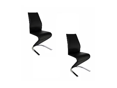 Pack de 2 sillas Unique tapizadas en tejido PU negro, 100cm(alto) 43cm(ancho) 62cm(largo)