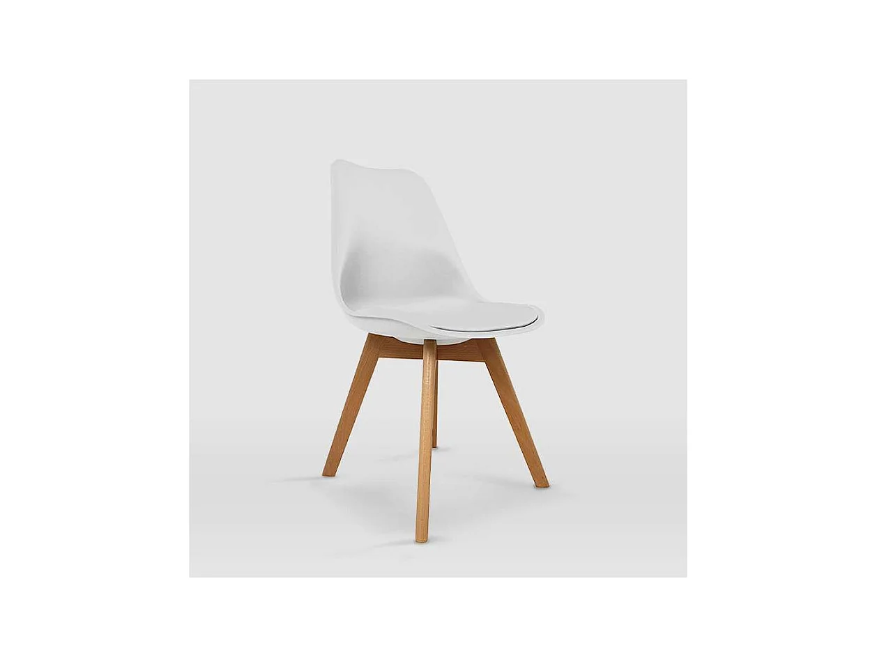 Pack de 4 sillas modelo Dana tapizadas en piel sintética blanco, 48.5cm(ancho ) 82.5cm(al