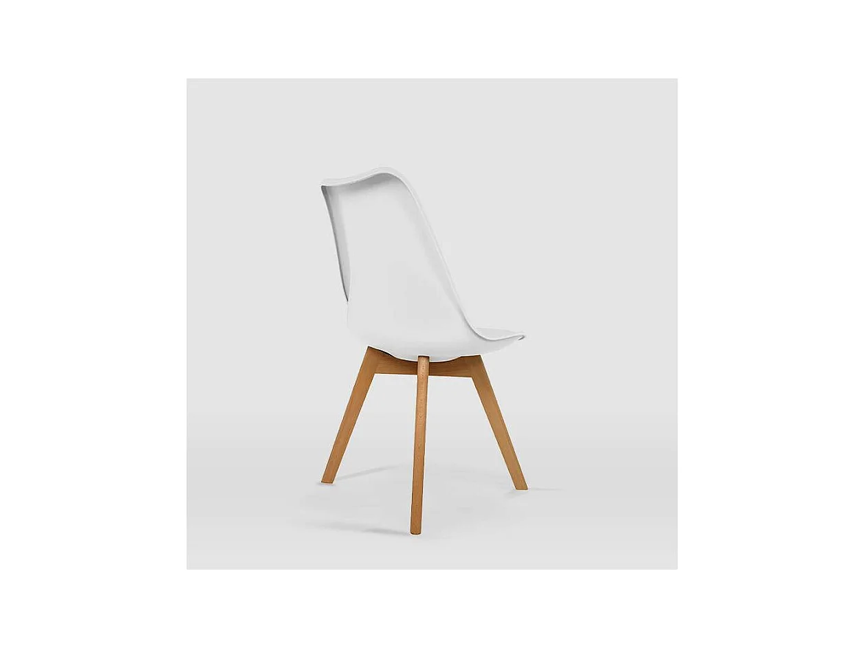 Pack de 4 sillas modelo Dana tapizadas en piel sintética blanco, 48.5cm(ancho ) 82.5cm(al