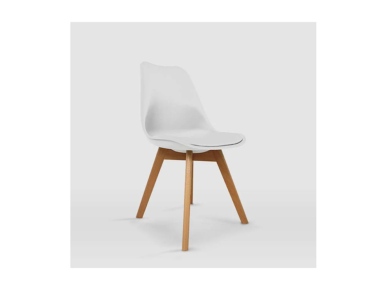 Pack de 4 sillas modelo Dana tapizadas en piel sintética blanco, 48.5cm(ancho ) 82.5cm(al