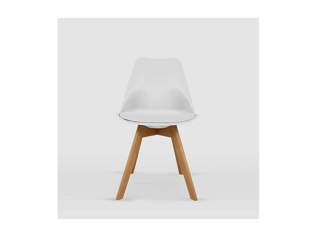 Pack de 4 sillas modelo Dana tapizadas en piel sintética blanco, 48.5cm(ancho ) 82.5cm(al