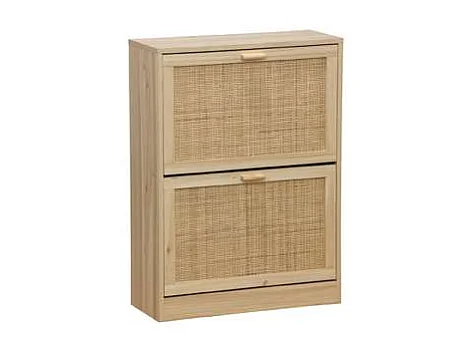 Armario Zapatero 2 Puertas abatibles Decor acabado pino/rattan, 60cm(ancho) 82cm(altura) 2