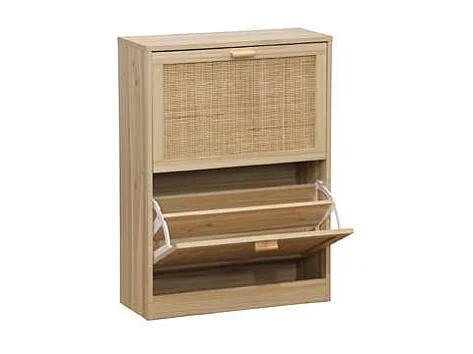 Armario Zapatero 2 Puertas abatibles Decor acabado pino/rattan, 60cm(ancho) 82cm(altura) 2