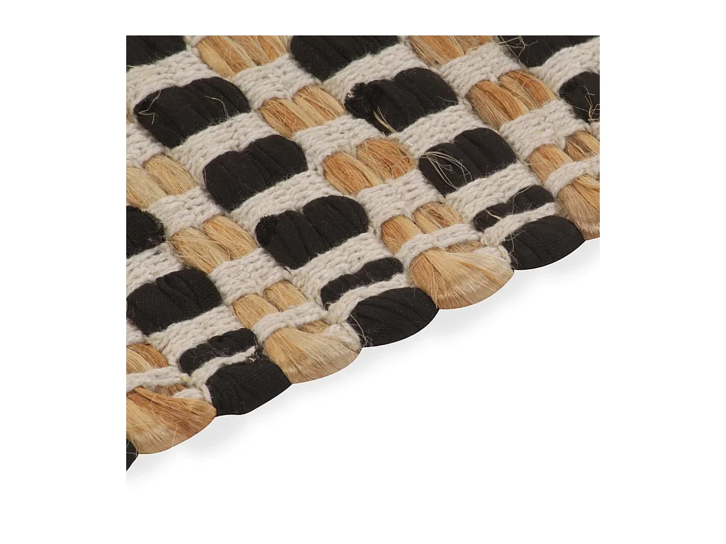 Xendil  Tapis de salle de bain tissés à la main Jute l et Noir