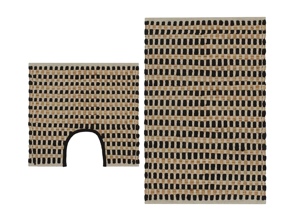 Xendil  Badmattenset handgeweven jute en stof l en zwart