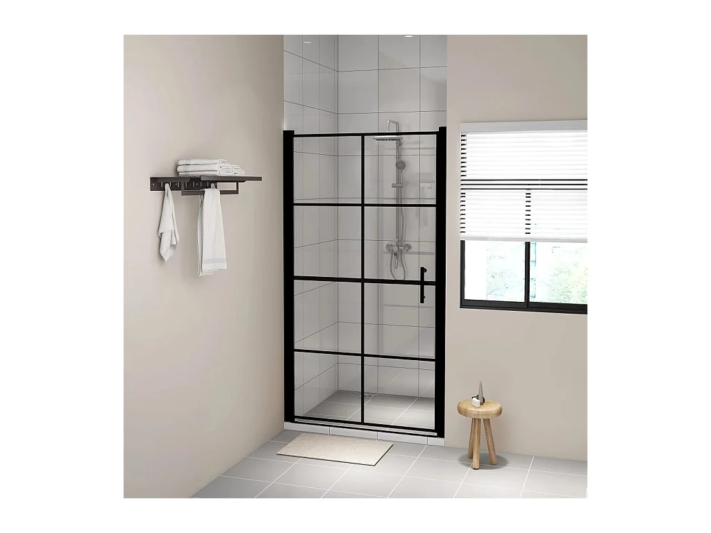 Juhani  Porte de douche verre trempé 100x178 cm noir