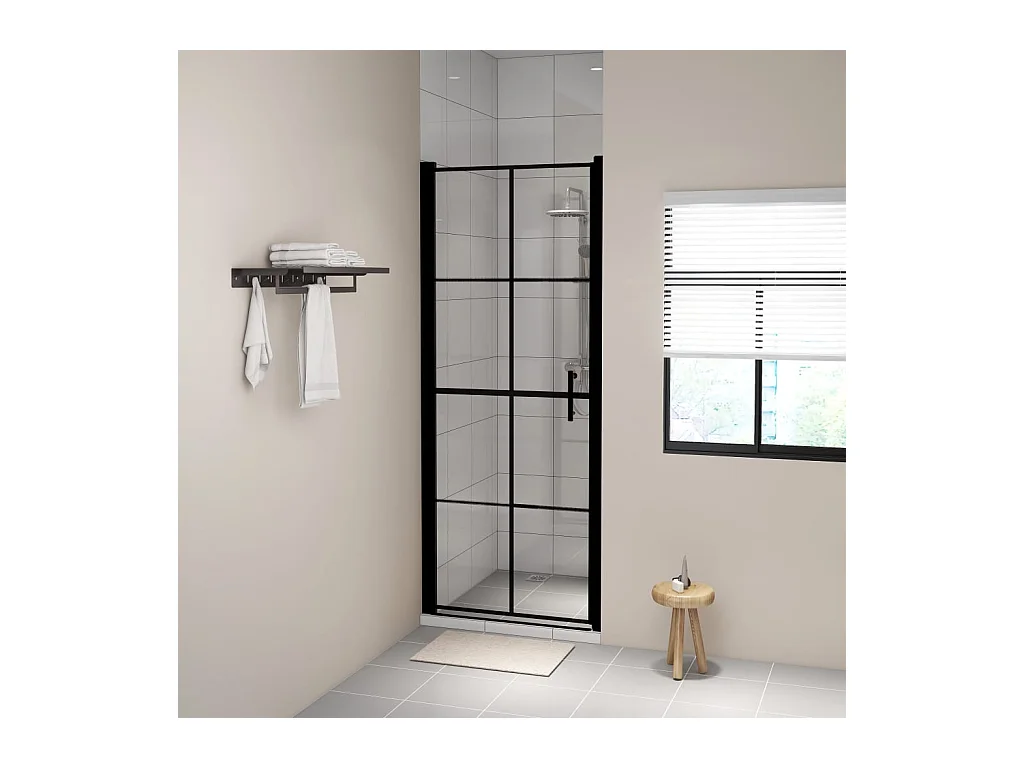 Juhani  Puertas de ducha de vidrio templado negro 81x195 cm