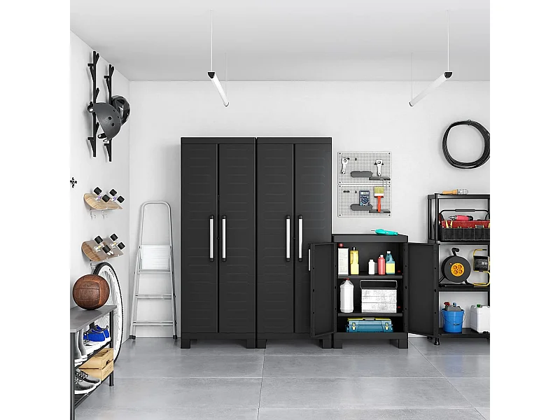 Armoire à balais de jardin en résine "Cindy" avec étagères intérieures et pieds surélevés cm65x45 182h