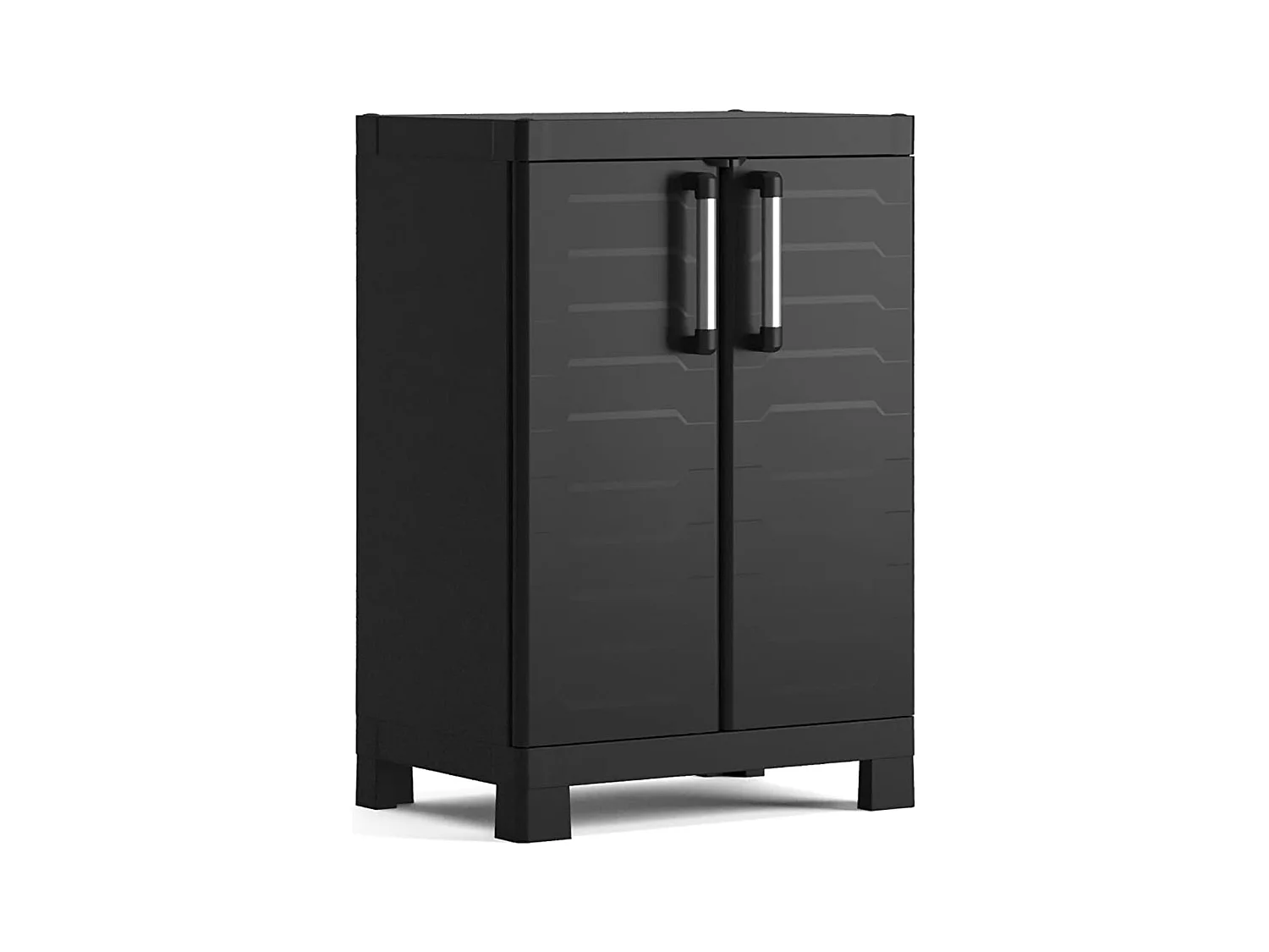 Meuble de jardin bas en résine "Cindy" avec étagères intérieures et pieds surélevés cm 65x45 97h