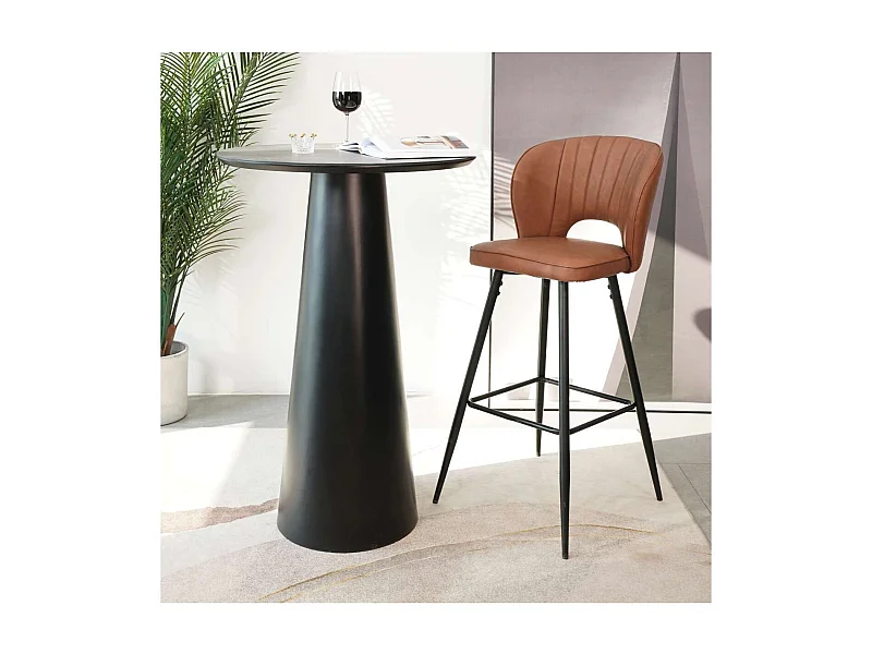 Pack 2 taburetes Nova tapizado en polipiel marrón, 108cm(alto) 47cm(ancho) 55cm(largo)