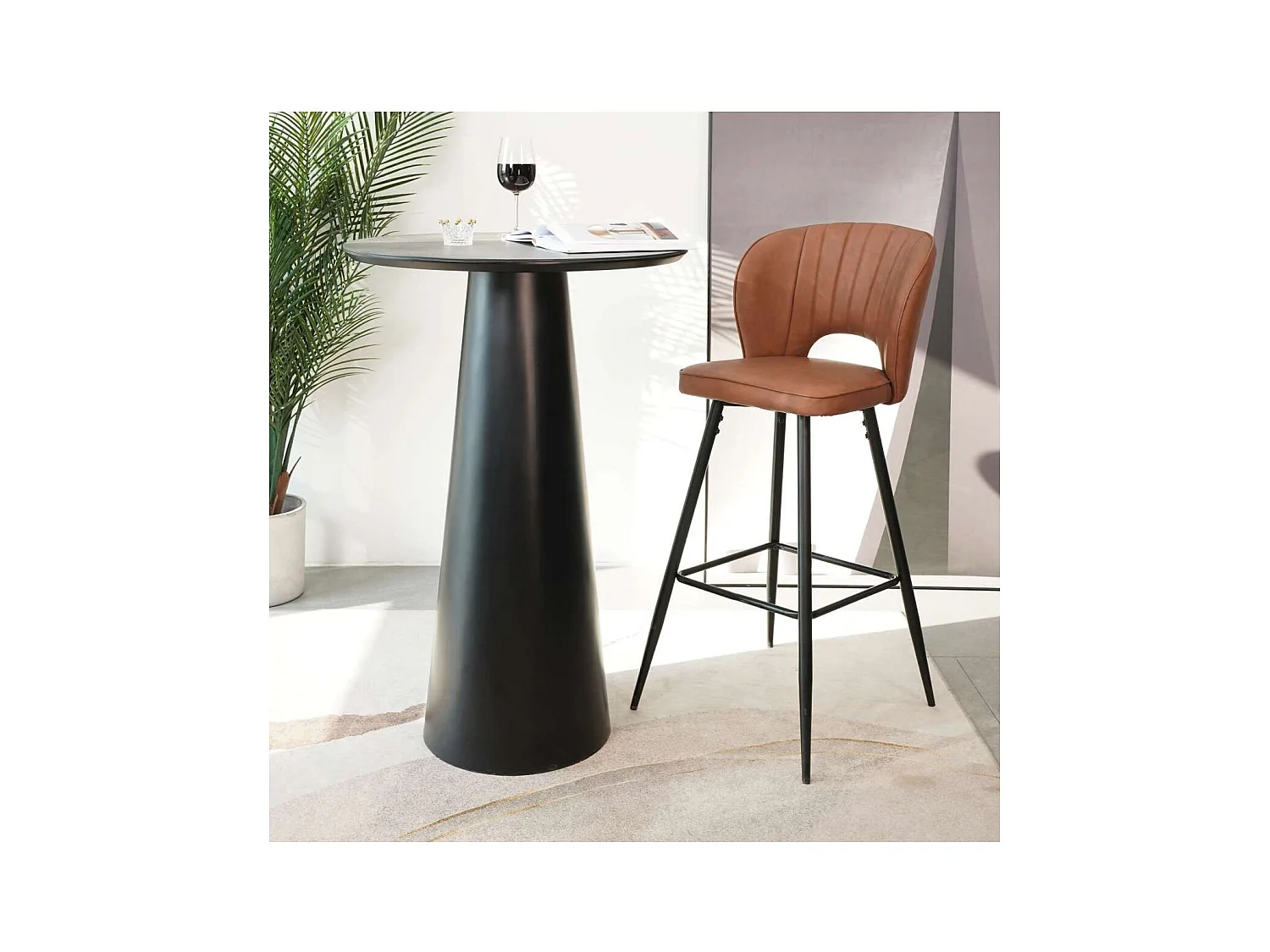 Pack 2 taburetes Nova tapizado en polipiel marrón, 108cm(alto) 47cm(ancho) 55cm(largo)