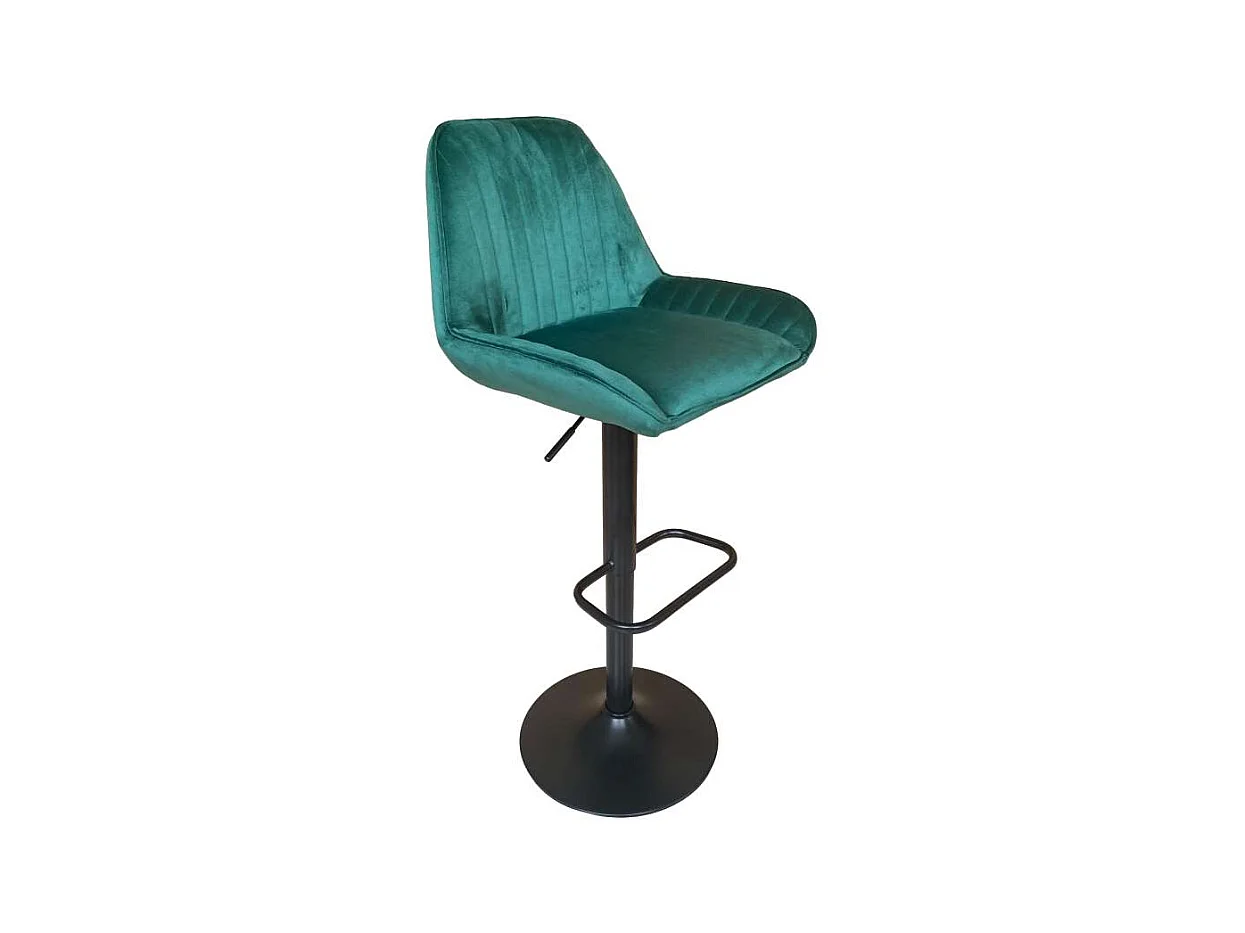 Pack de 2 taburetes regulables modelo Monet tapizado en tela velvet verde, 54cm(ancho ) 88