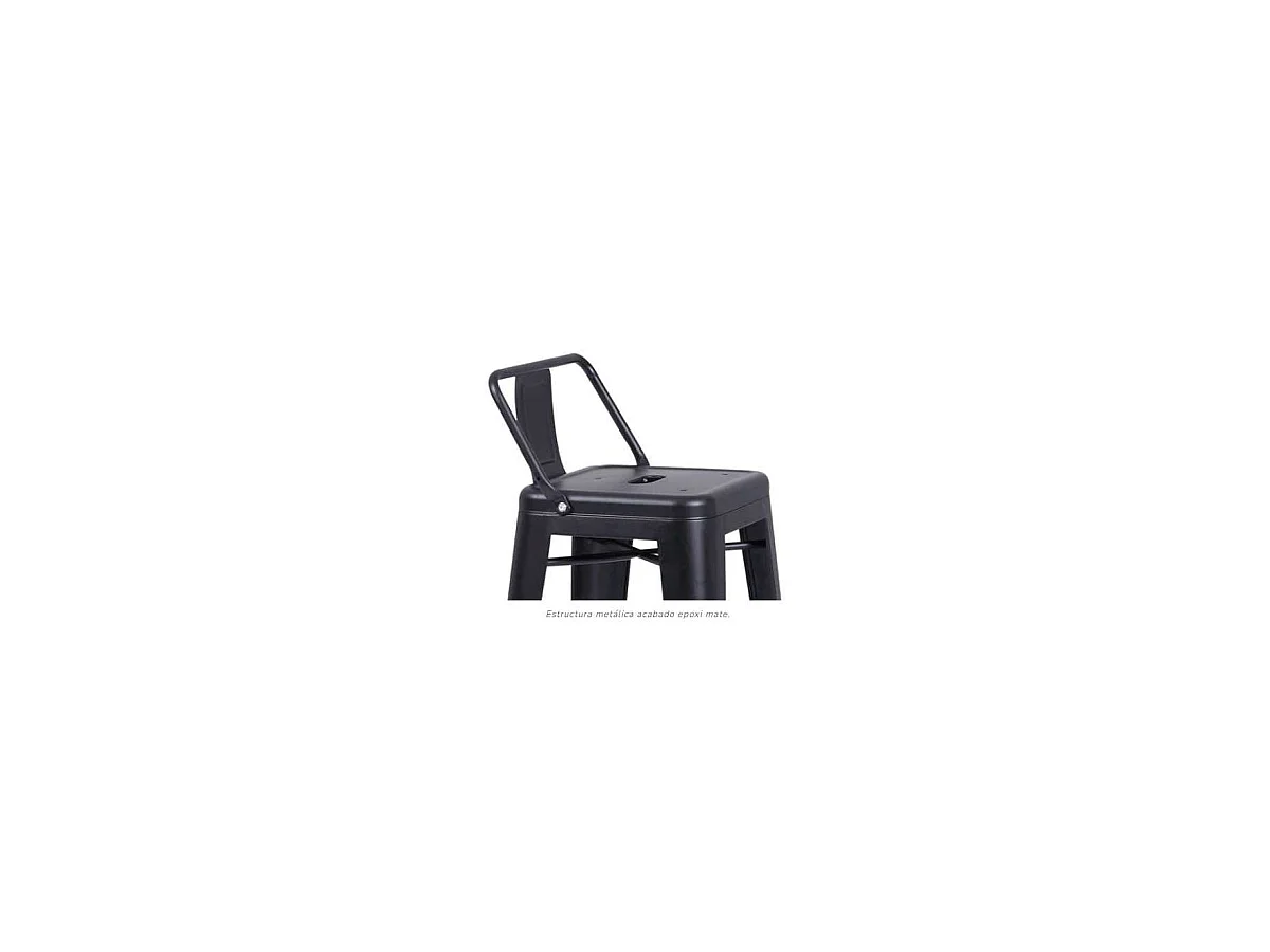 Pack de 4 taburetes Tolix AD con respaldo acabado negro. 93 cm(alto)42,5 cm(ancho)43,5 cm(