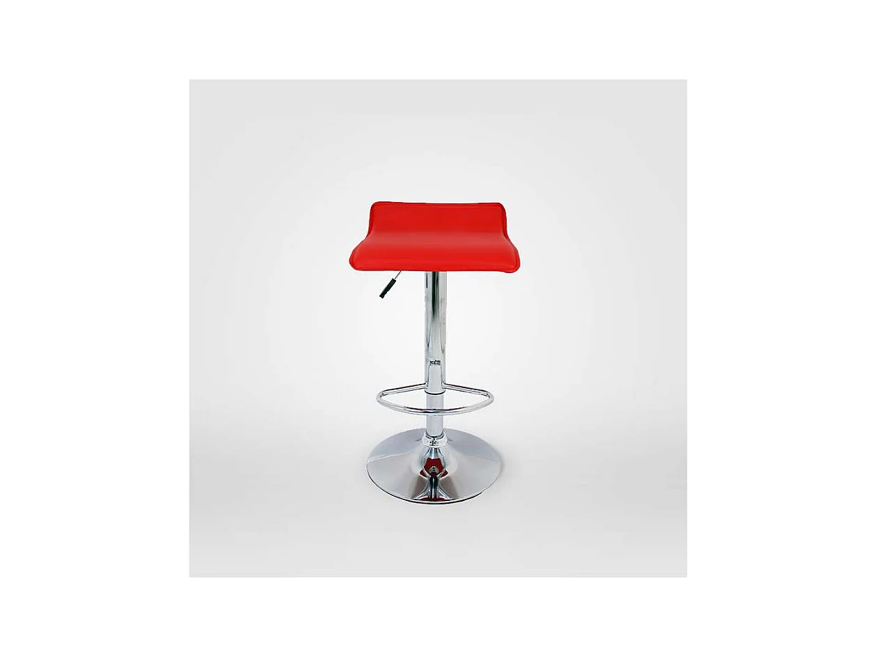 Pack 2 taburetes Turín tapizado en polipiel rojo, 64/85cm(alto) 39cm(ancho)39cm(largo)