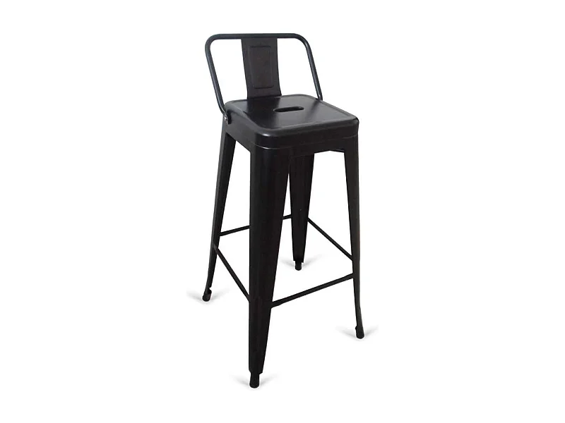 Pack de 4 taburetes Tolix con respaldo acabado negro. 95 cm(alto)30 cm(ancho)43 cm(fondo)